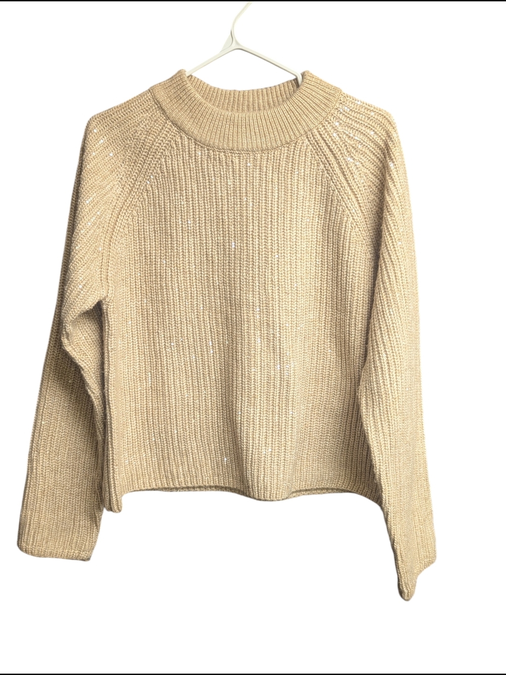 Design History Beige Sequin Knit Sweater | Cozy Sparkle M